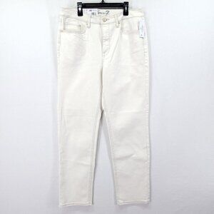 Seven7 Women's Size 10 High Rise Slim Straight Leg Ivory Stretch Jeans